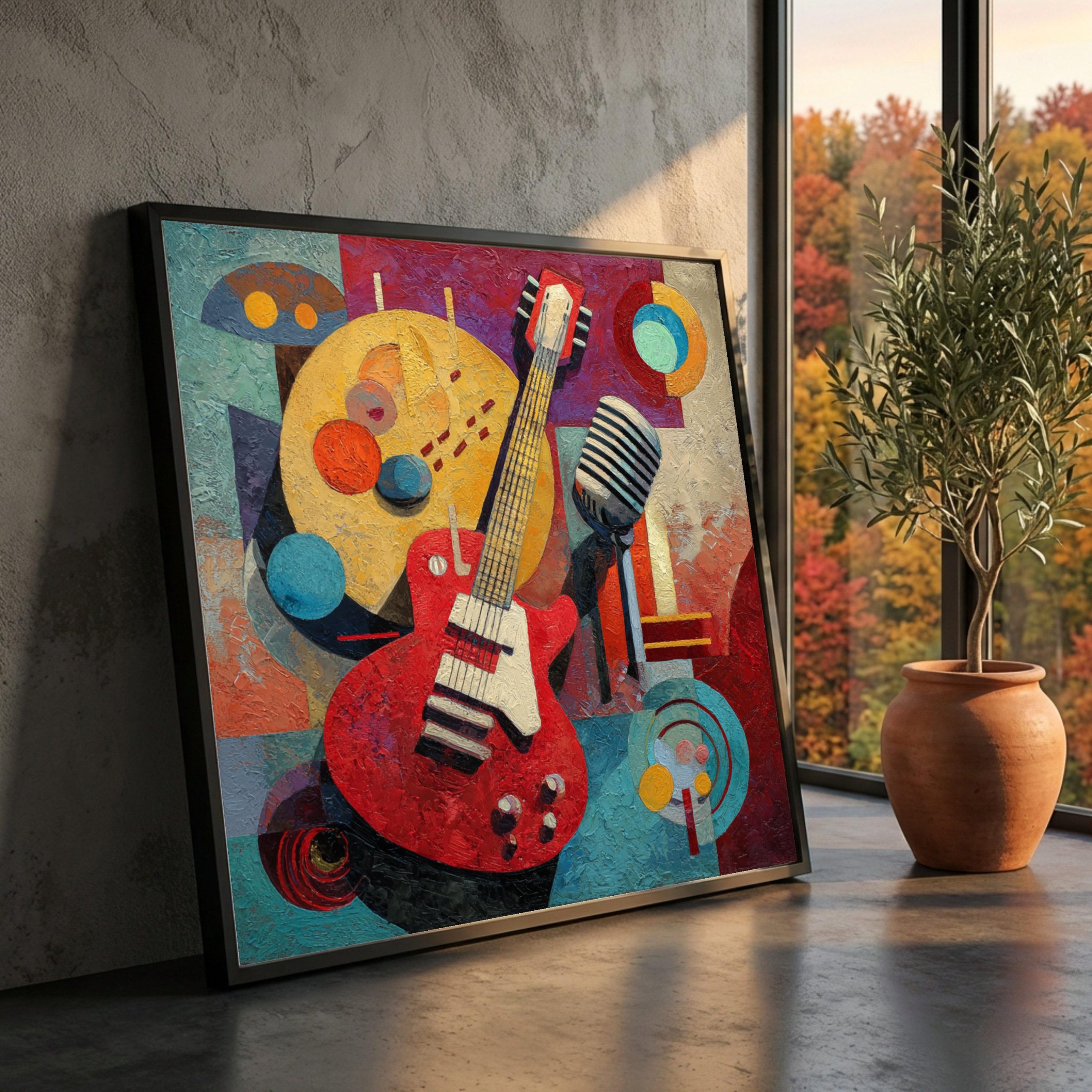 abstract-guitar-and-microphone-canvas-art-1 Abstract Guitar and Microphone Canvas Art - Image 1