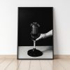 Black and White Microphone Wall Art Print - Image 1