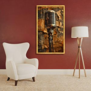 Vintage Microphone Canvas Art Print: Rustic Music Studio Decor - Image 1